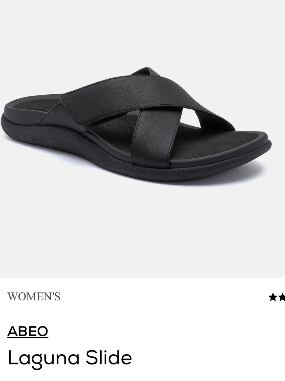 Abeo Laguna Slide Cross-Strap Sandal - Black size 8